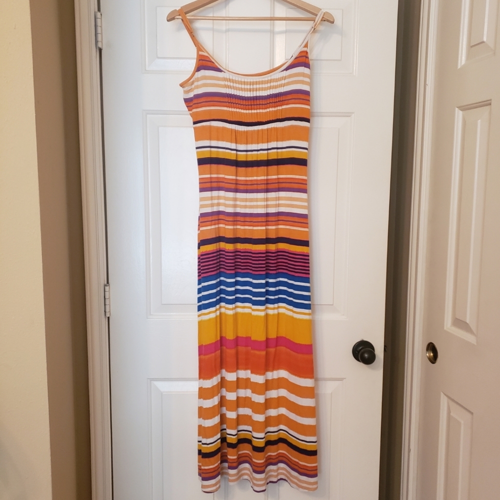 Women's Rock & Ali long Sundress sz 6 horiz colorful stripes - Picture 1 of 3